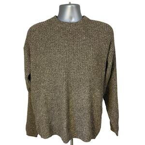 St. John’s Bay Men’s Sweater Size M Brown Marled Cotton Blend Crewneck Pullover
